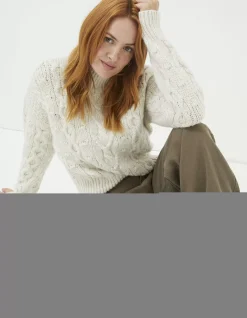 FatFace Cali Cable Knit Jumper Ivory Hot