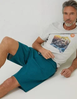 FatFace Camber Geo Print Swim Shorts Teal Green Clearance