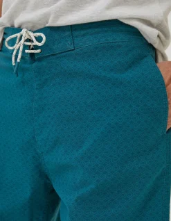 FatFace Camber Geo Print Swim Shorts Teal Green Clearance