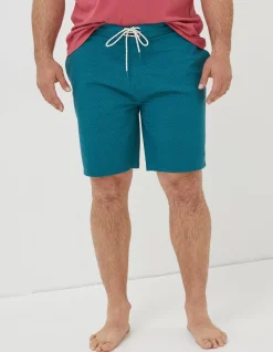 FatFace Camber Geo Print Swim Shorts Teal Green Clearance