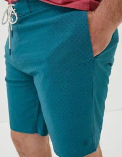 FatFace Camber Geo Print Swim Shorts Teal Green Clearance