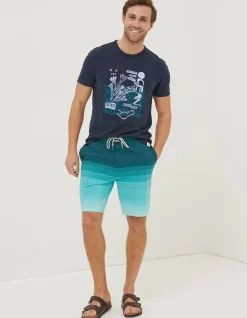 FatFace Camber Ombre Swim Shorts Teal Green Hot