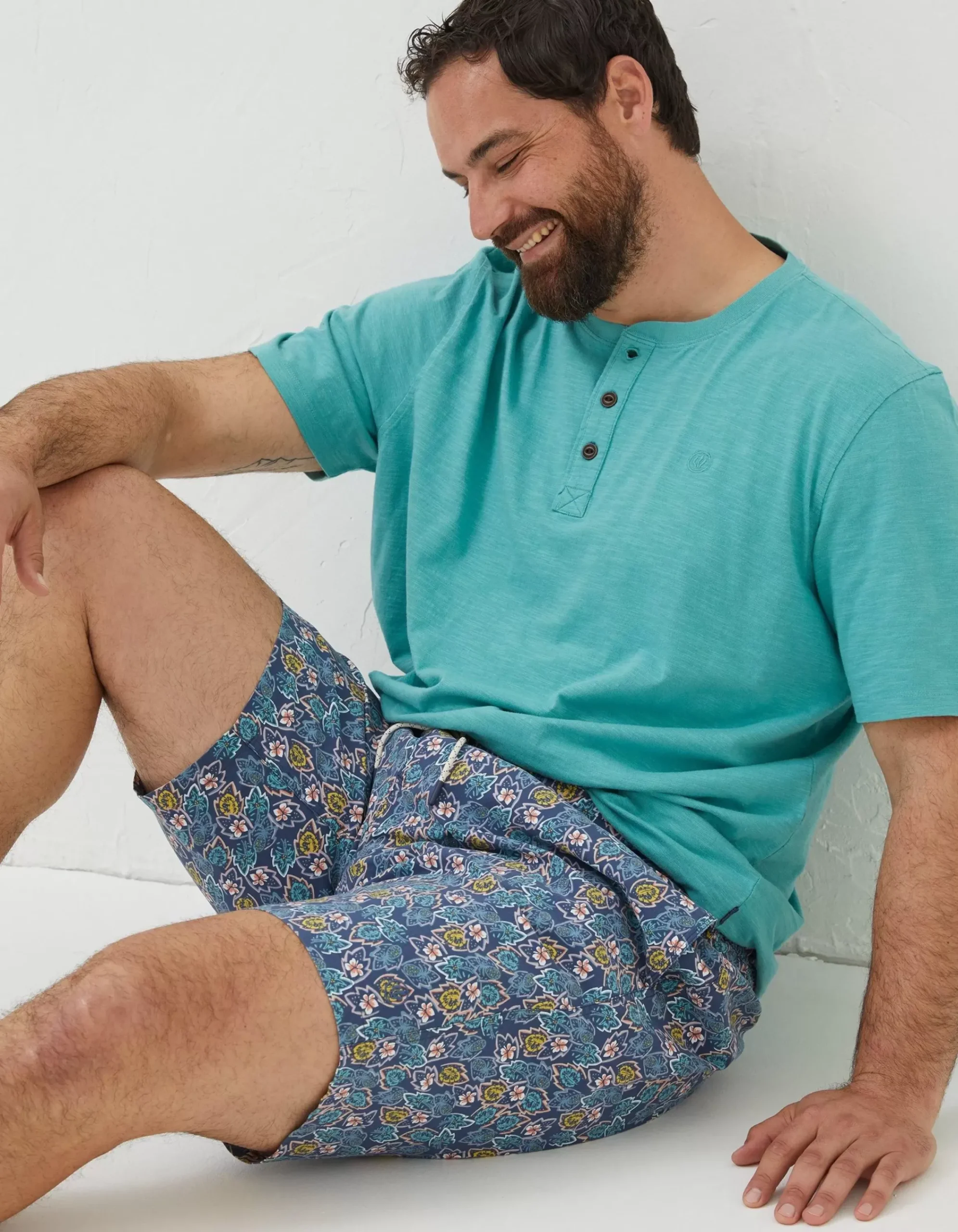 FatFace Camber Pineapple Swim Shorts Navy Sale