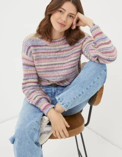 FatFace Camille Stripe Jumper Multi Discount