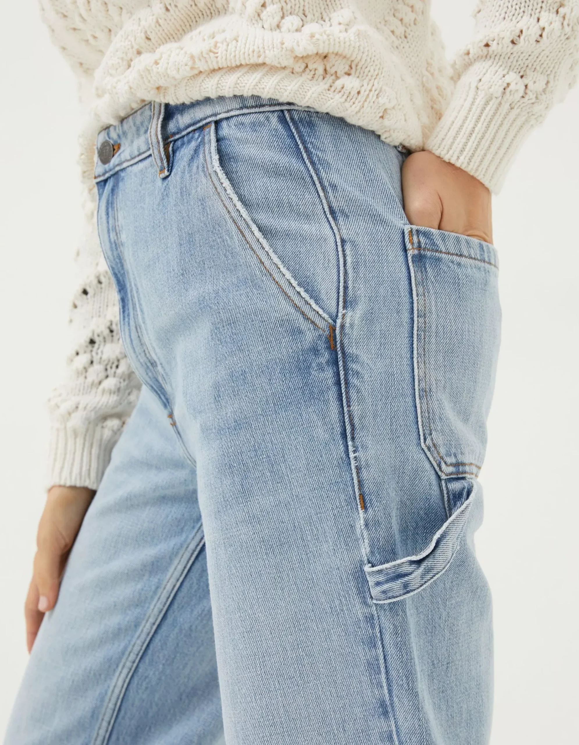 FatFace Caris Carpenter Jeans Light Denim Blue Outlet