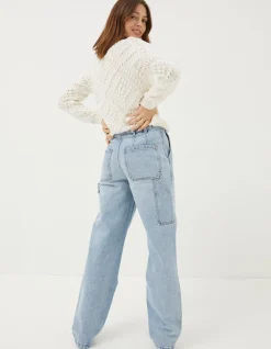 FatFace Caris Carpenter Jeans Light Denim Blue Outlet