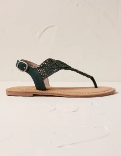 FatFace Carla Crochet Sandals Khaki Discount