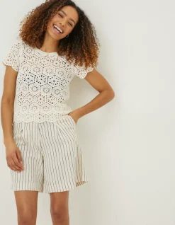 FatFace Carrie Crochet Top Natural Sale