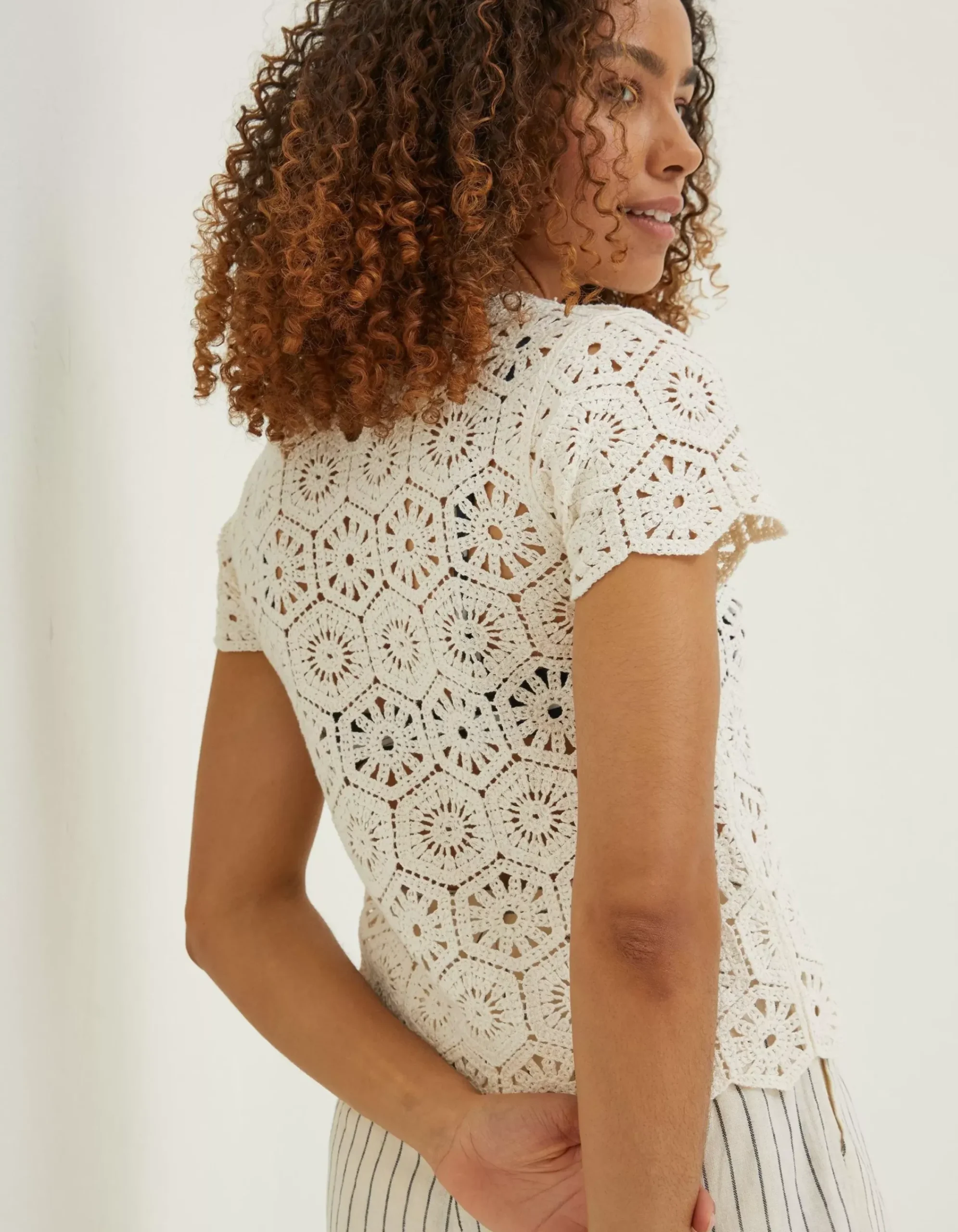 FatFace Carrie Crochet Top Natural Sale