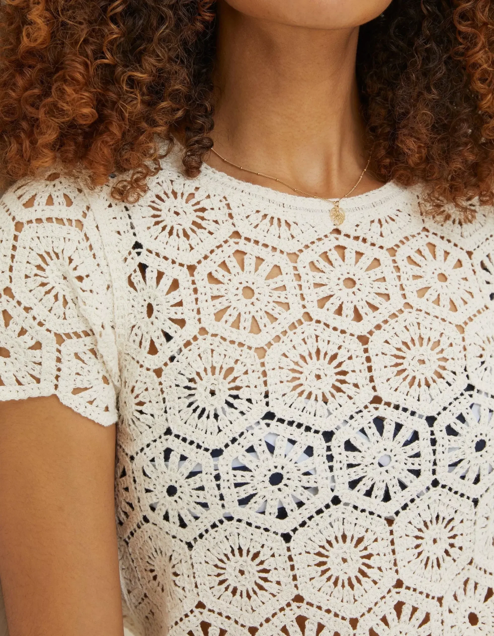 FatFace Carrie Crochet Top Natural Sale