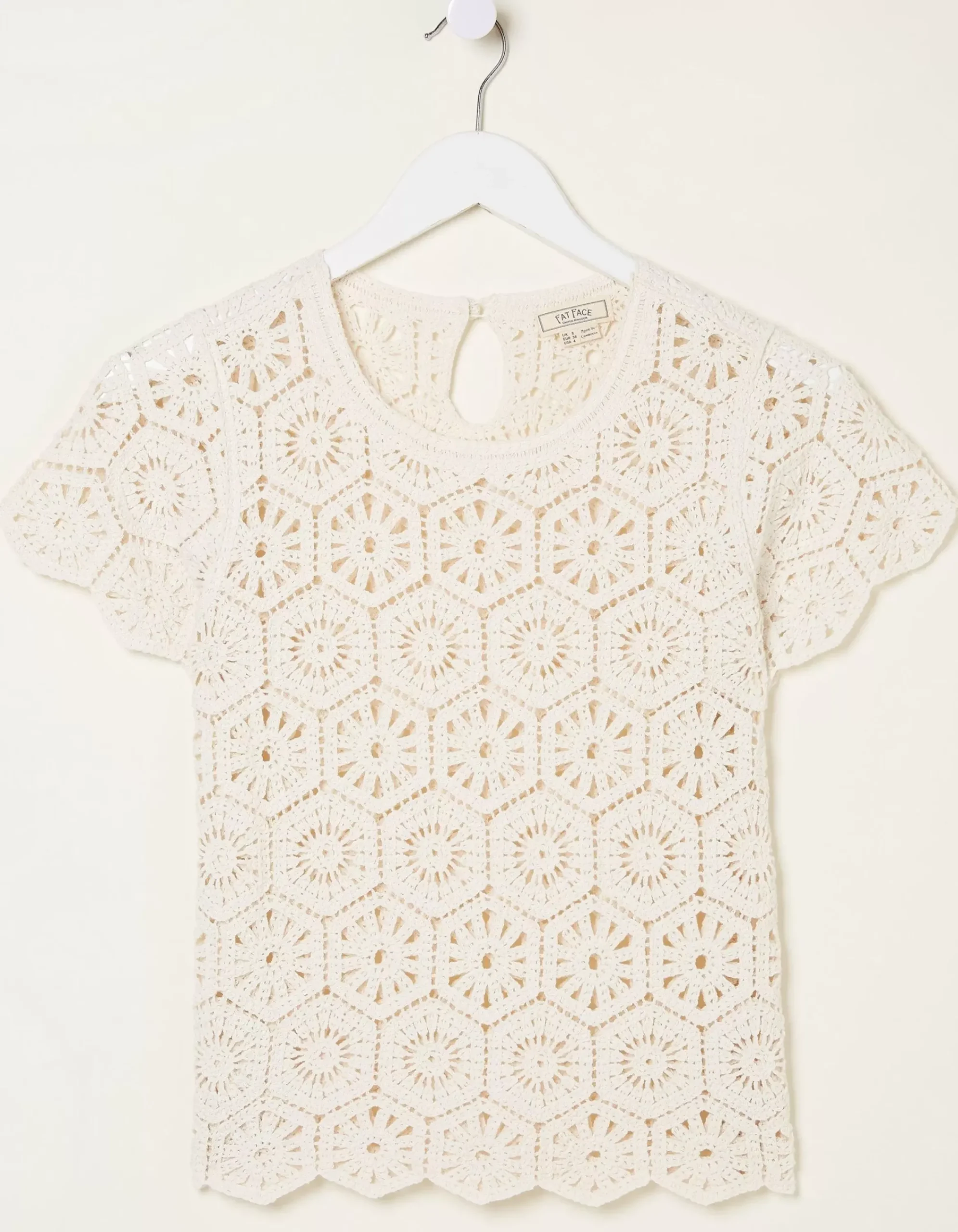 FatFace Carrie Crochet Top Natural Sale
