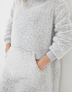 FatFace Carrie Fluffy Snuggle Hoodie Grey Marl Clearance