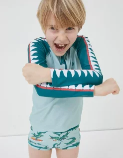 FatFace Carter Crocodile Rash Vest Light Sage Best