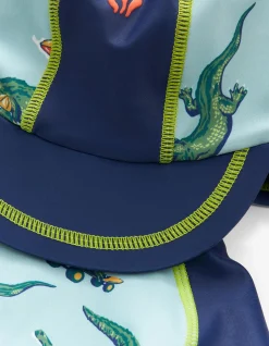 FatFace Carter Crocodile Surf Suit And Hat Set Light Sage Sale