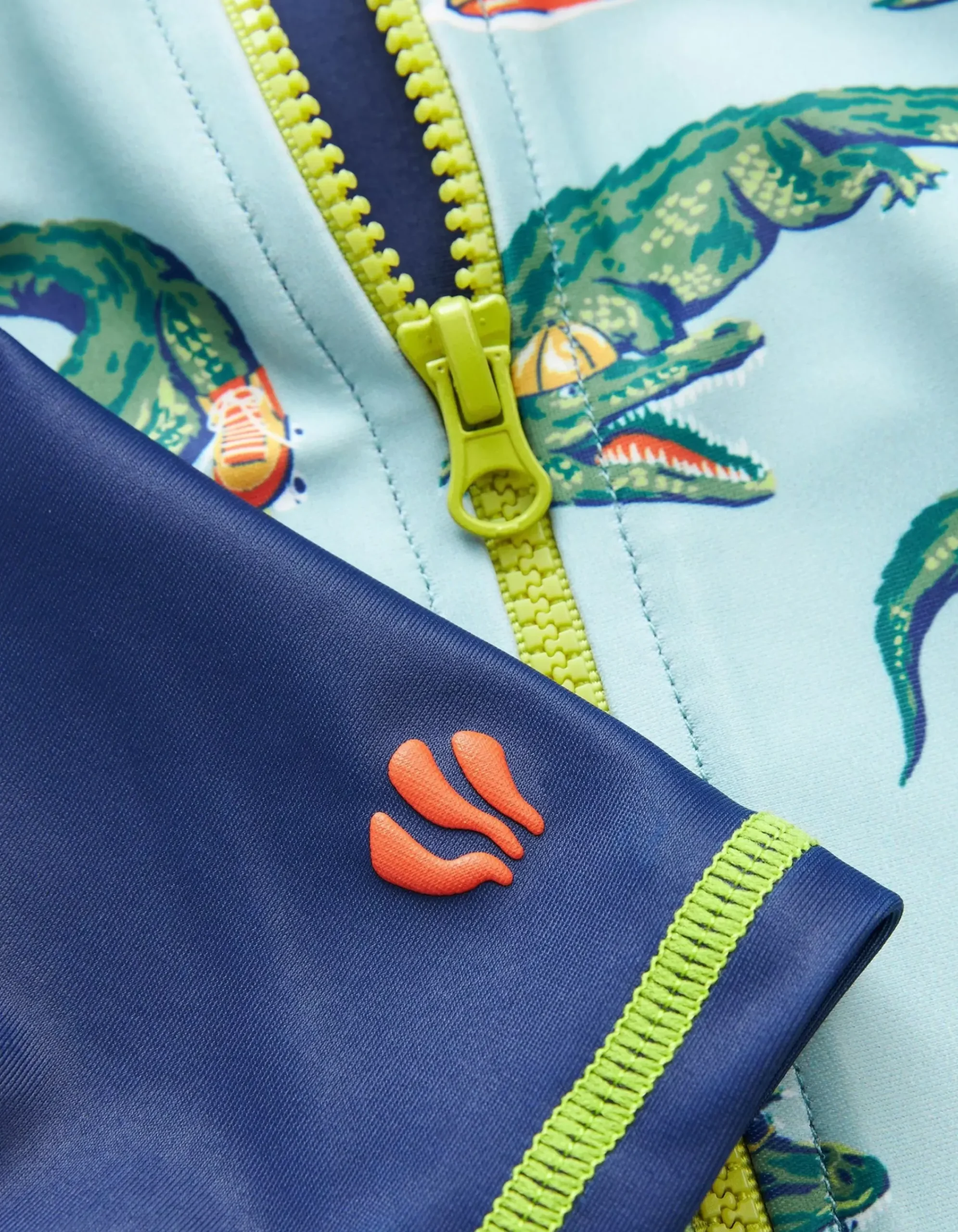 FatFace Carter Crocodile Surf Suit And Hat Set Light Sage Sale