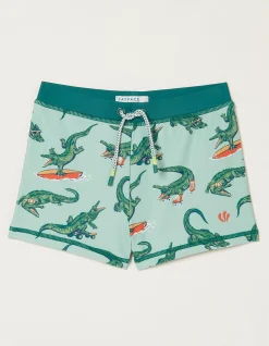 FatFace Carter Crocodile Trunks Light Sage Clearance