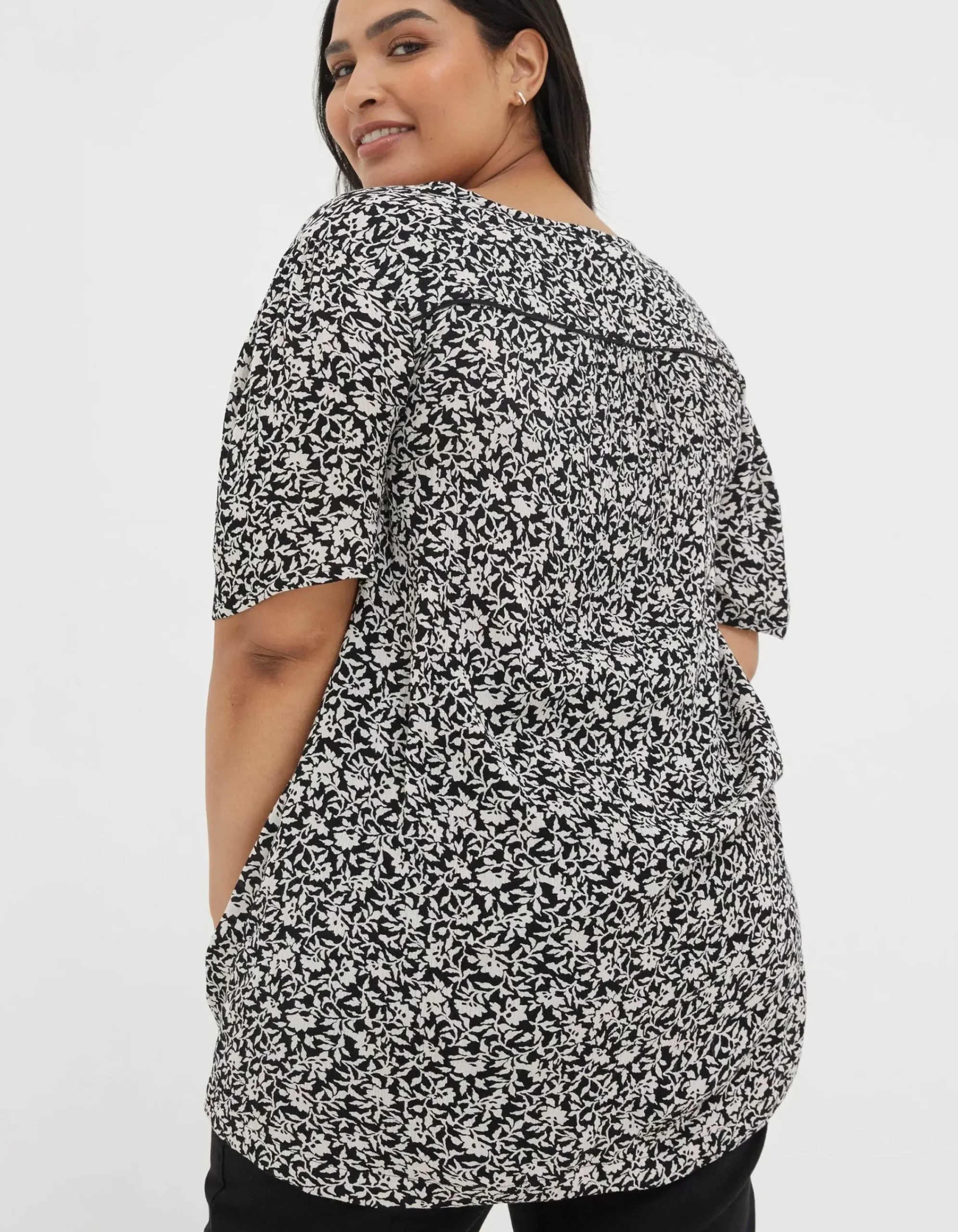 FatFace Cassidy Mono Vines Tunic Black