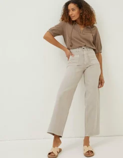 FatFace Cassie Wide Leg Jeans Natural Outlet