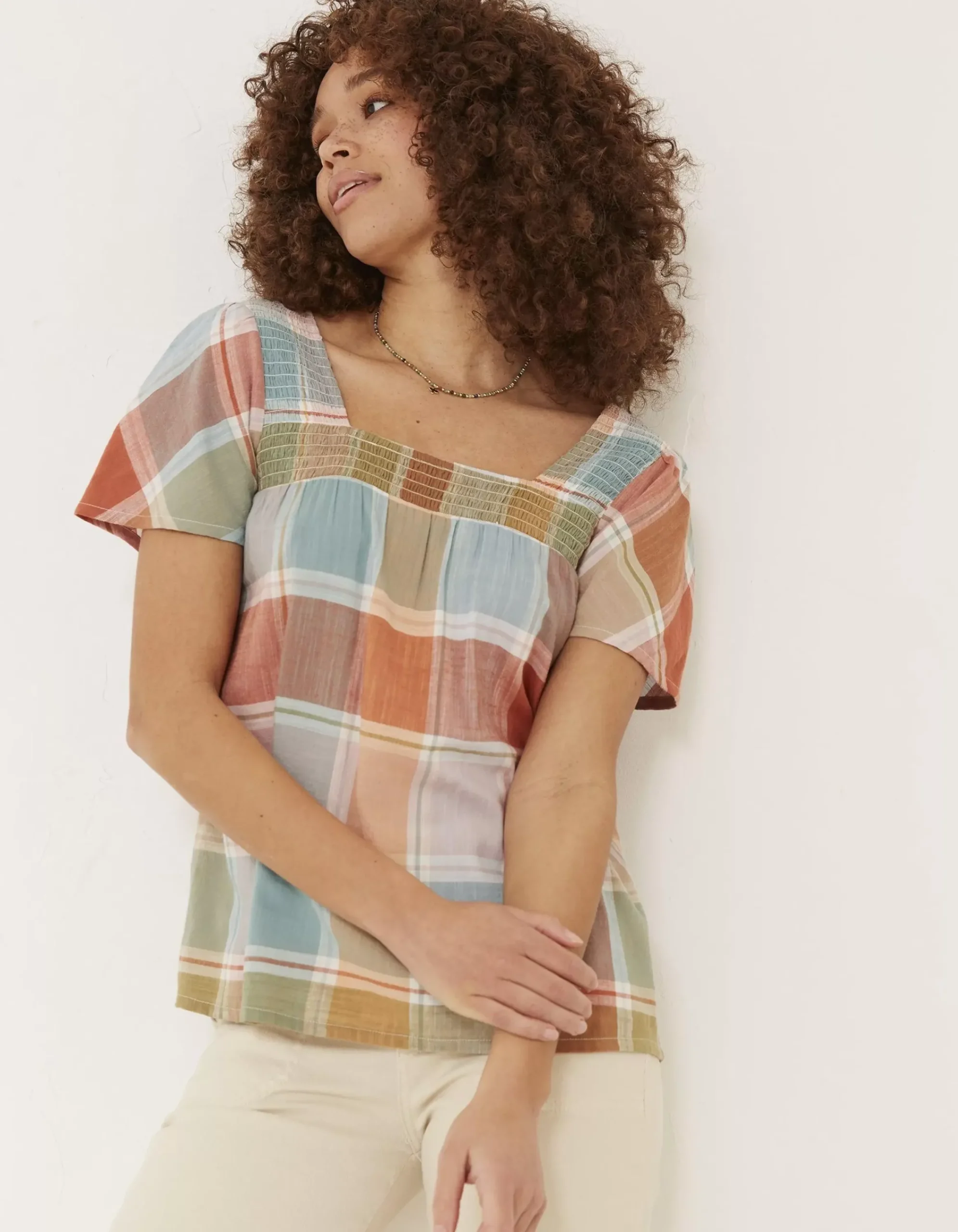 FatFace Catherine Check Blouse Multi Clearance