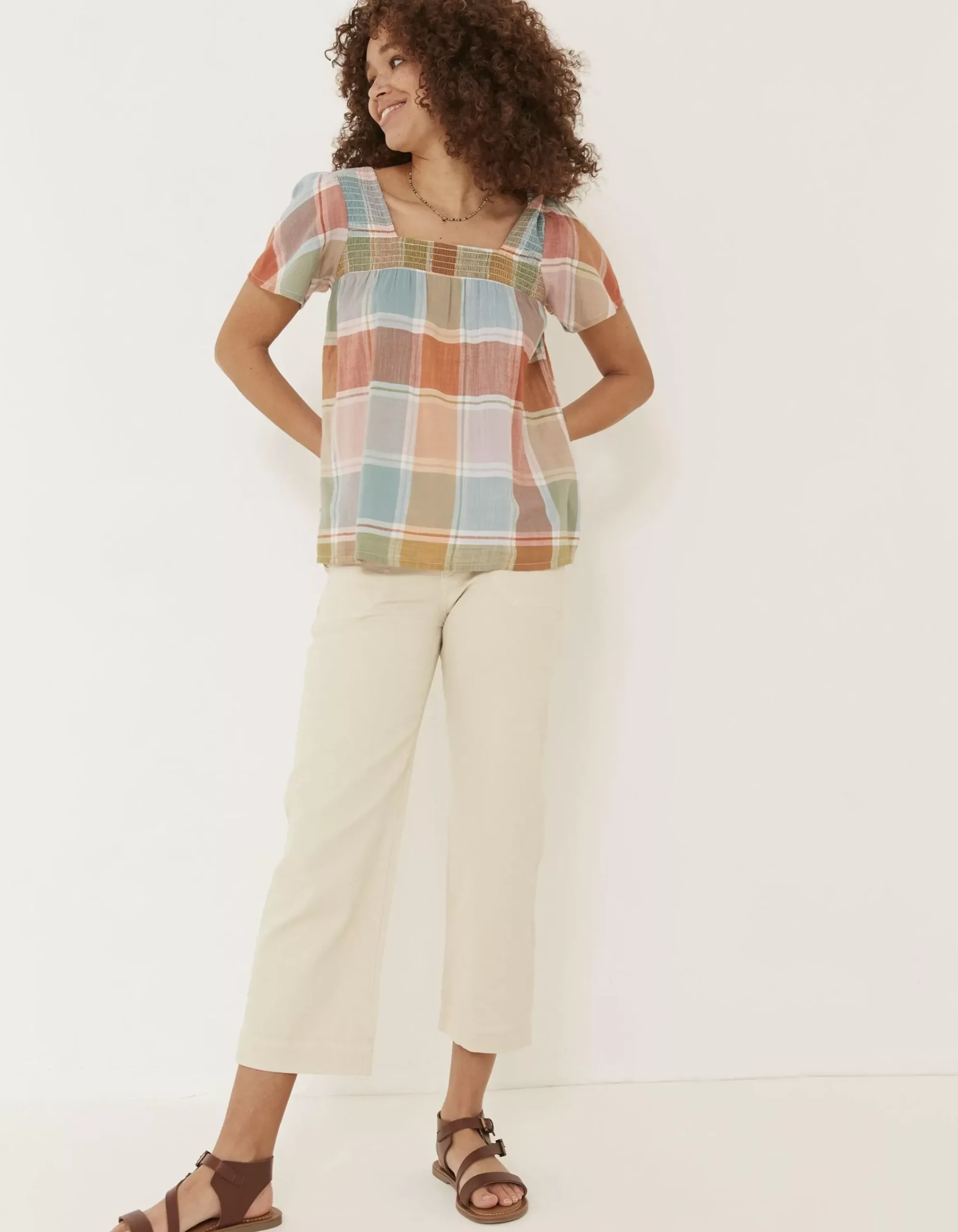 FatFace Catherine Check Blouse Multi Clearance