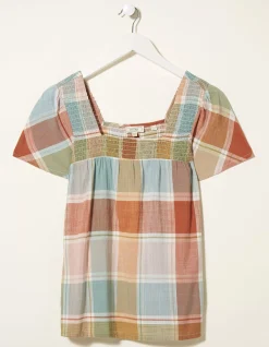 FatFace Catherine Check Blouse Multi Clearance