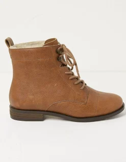 FatFace Catrin Lace Up Ankle Boot Tan Outlet
