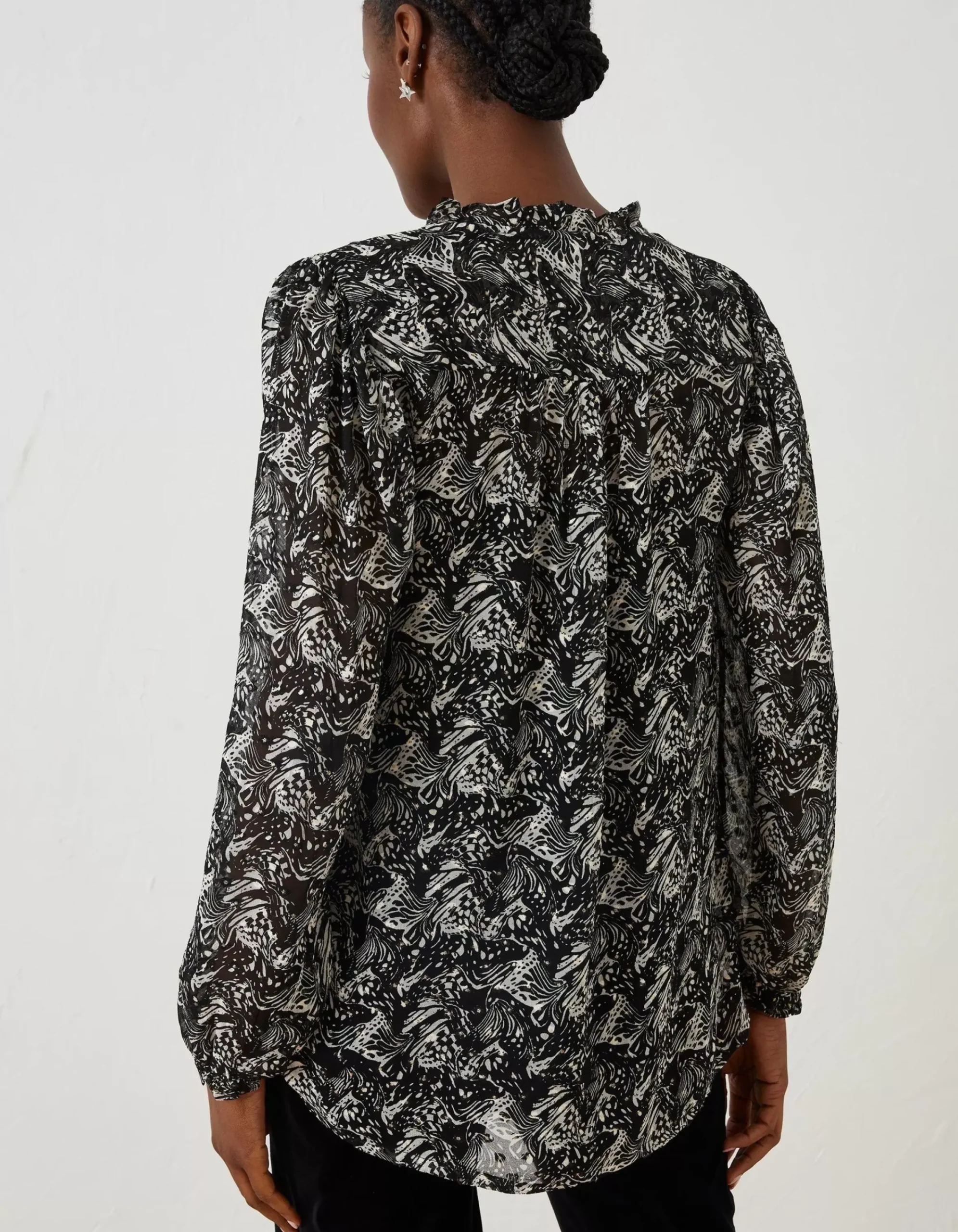 FatFace Charlie Abstract Blouse Black Best