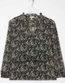 FatFace Charlie Abstract Blouse Black Best