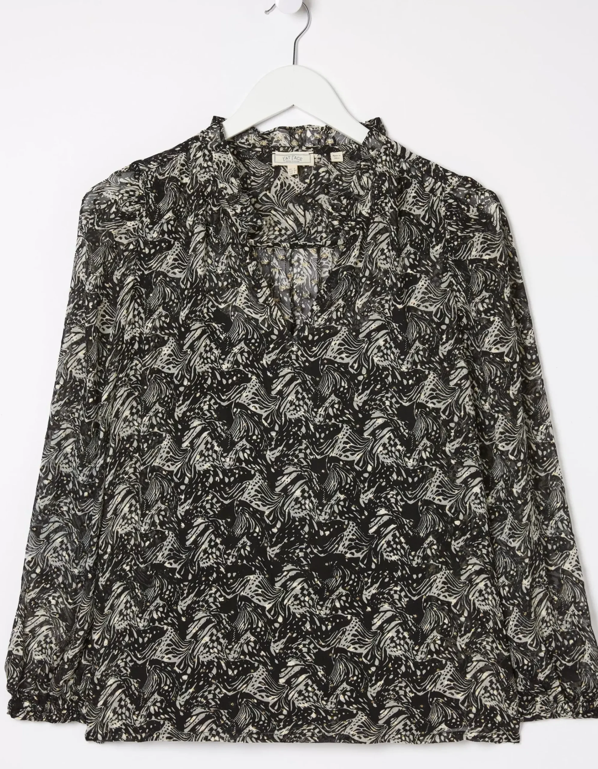 FatFace Charlie Abstract Blouse Black Best