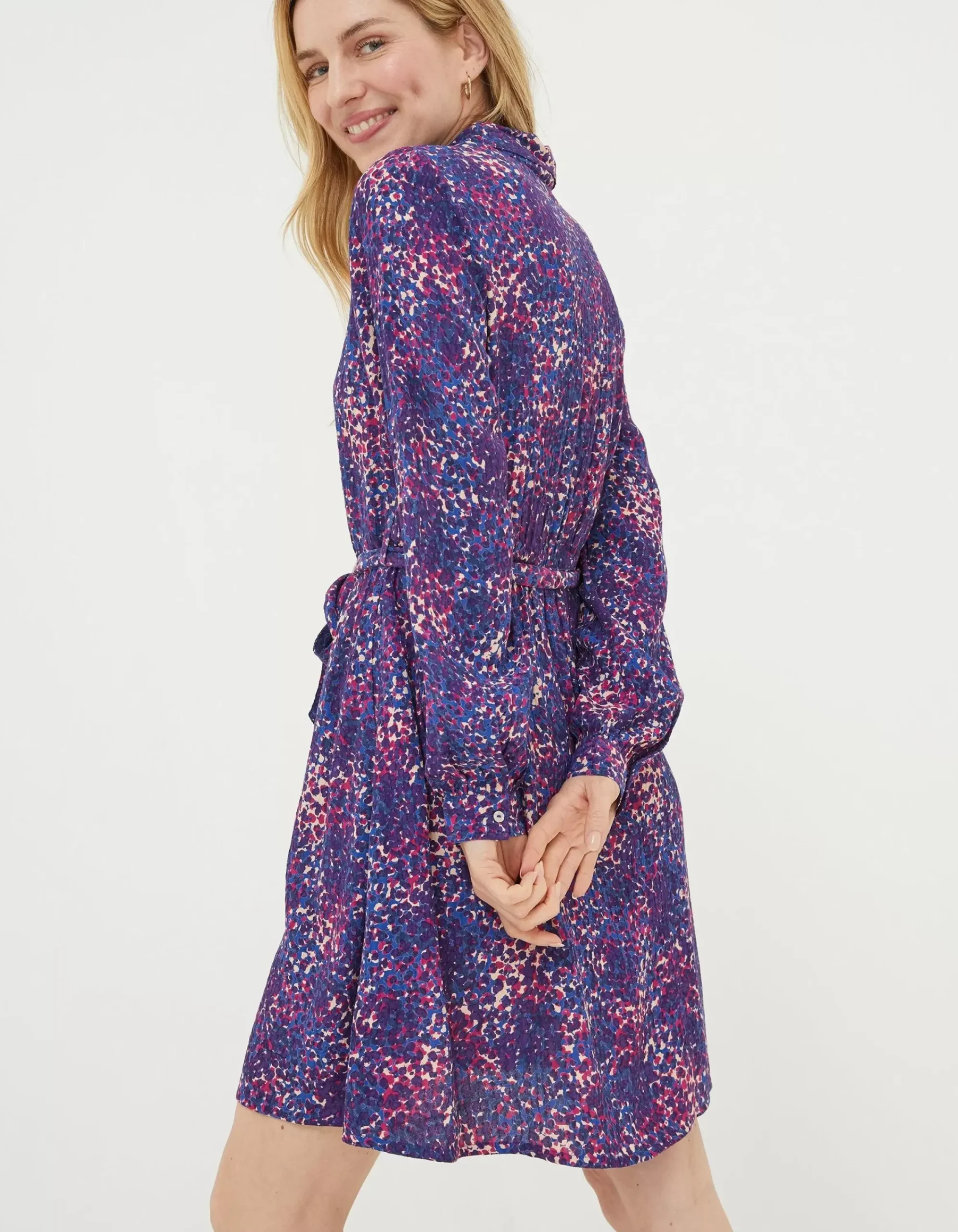 FatFace Charlie Spot Shirt Dress Navy Sale