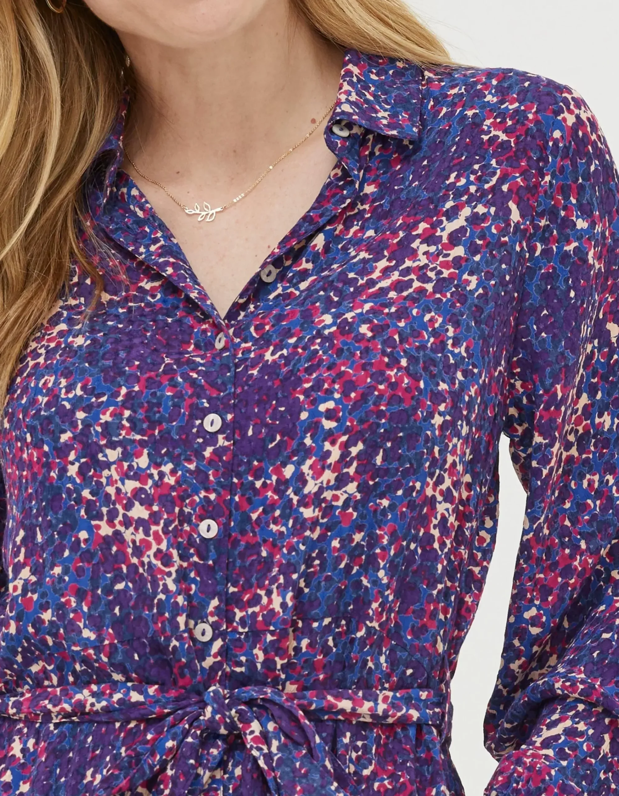 FatFace Charlie Spot Shirt Dress Navy Sale