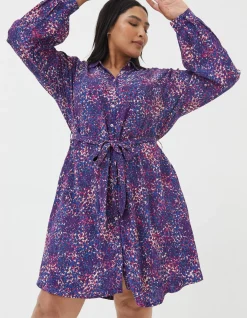 FatFace Charlie Spot Shirt Dress Navy Sale