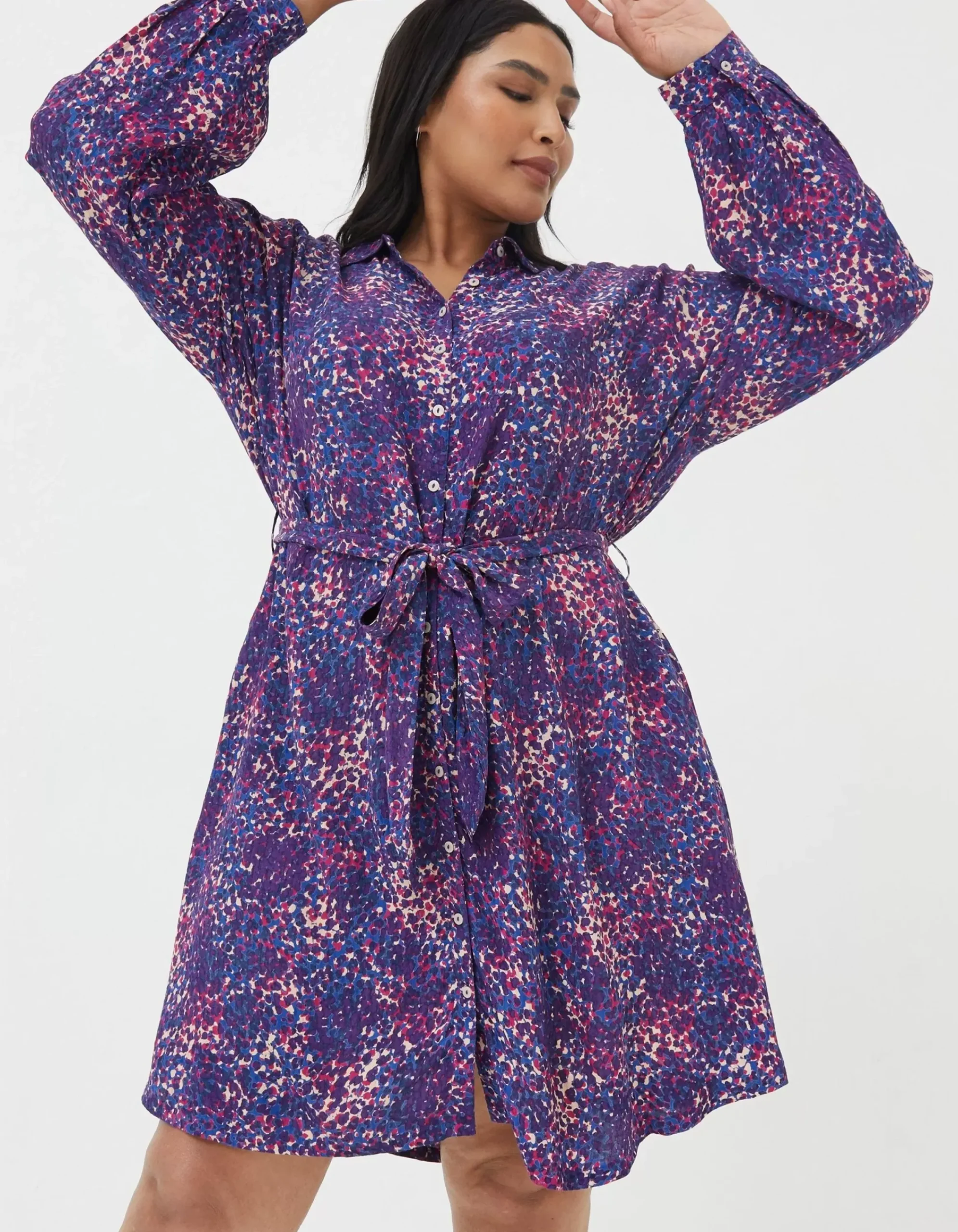 FatFace Charlie Spot Shirt Dress Navy Sale