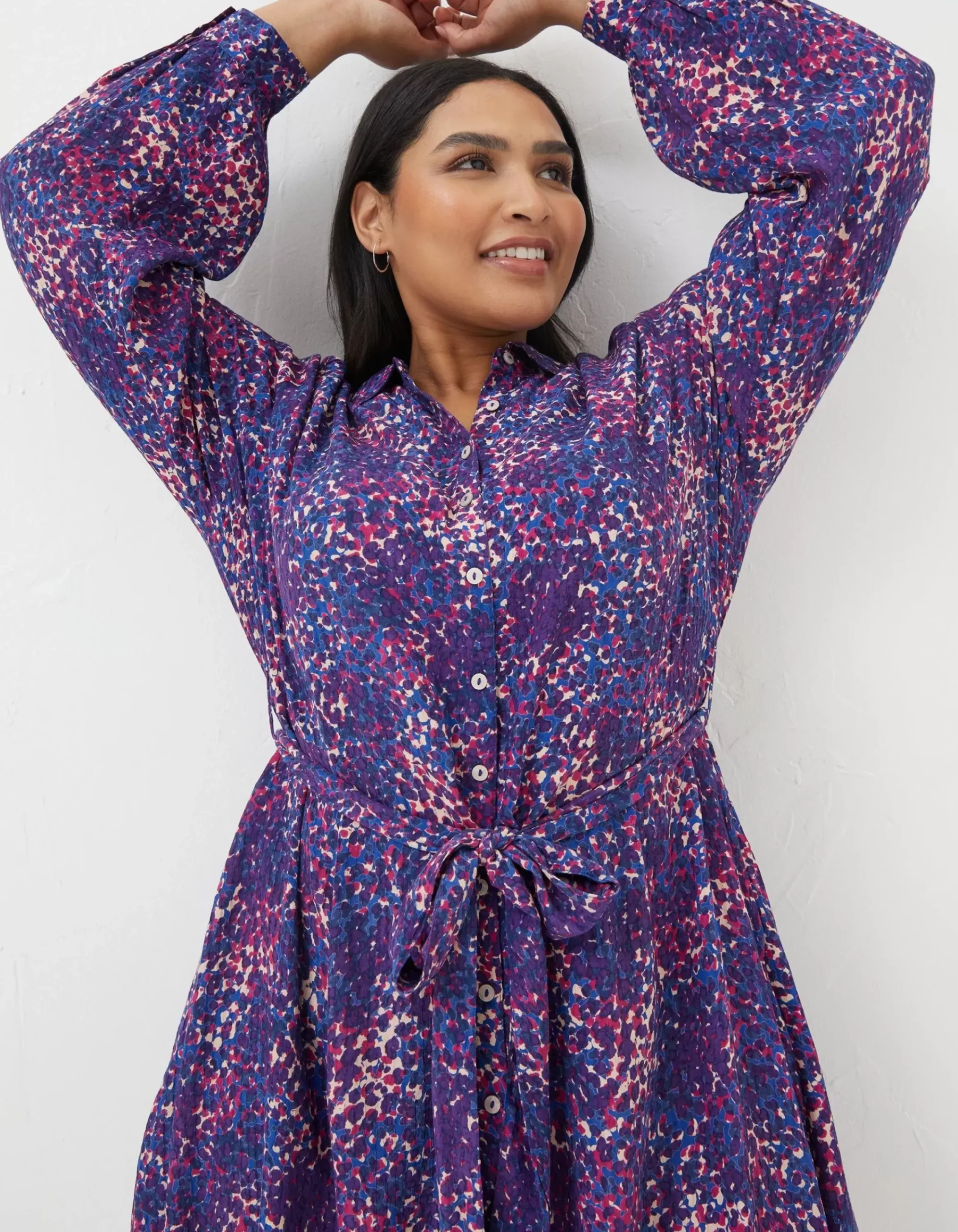 FatFace Charlie Spot Shirt Dress Navy Sale