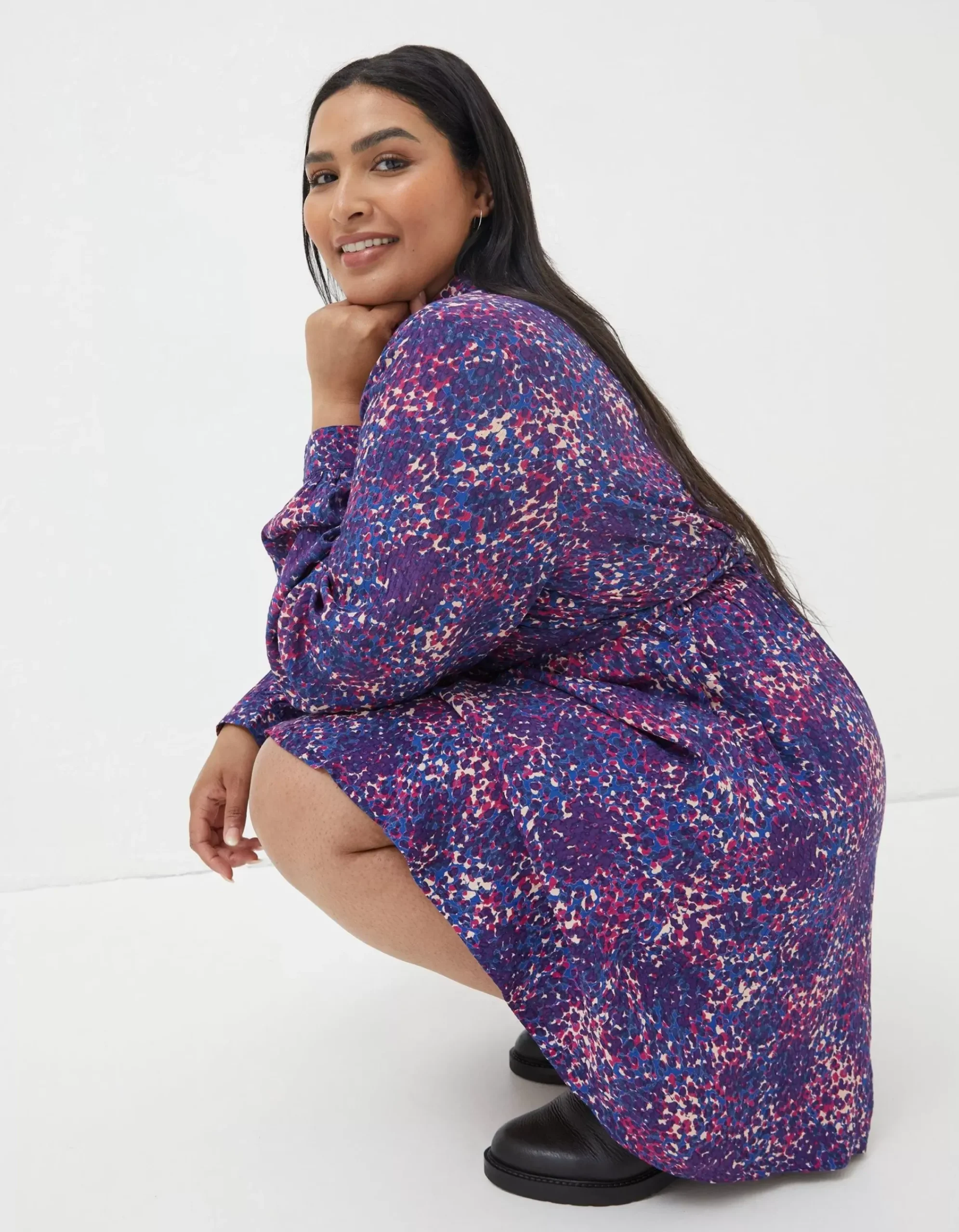 FatFace Charlie Spot Shirt Dress Navy Sale
