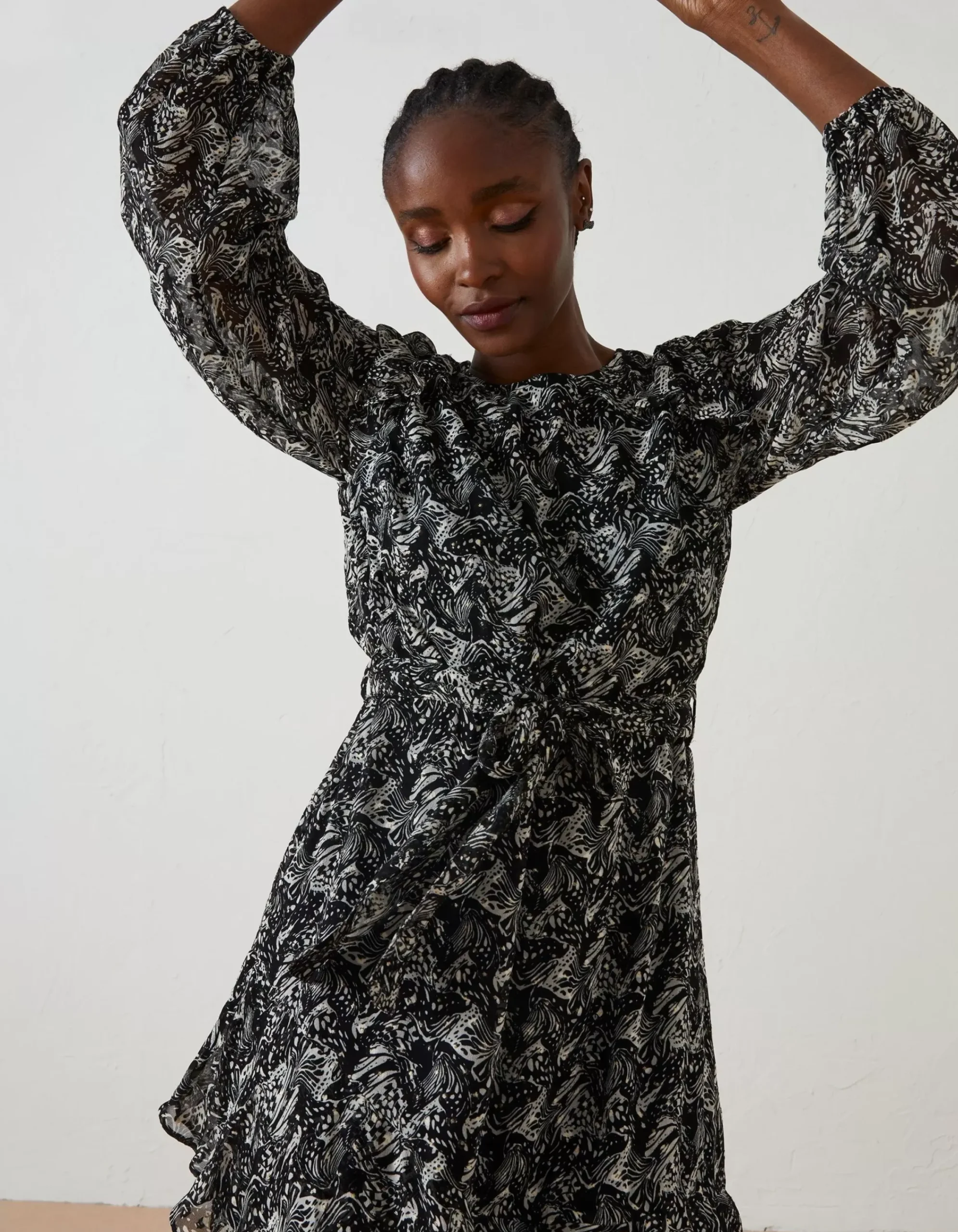 FatFace Charlotte Abstract Print Dress Black Best