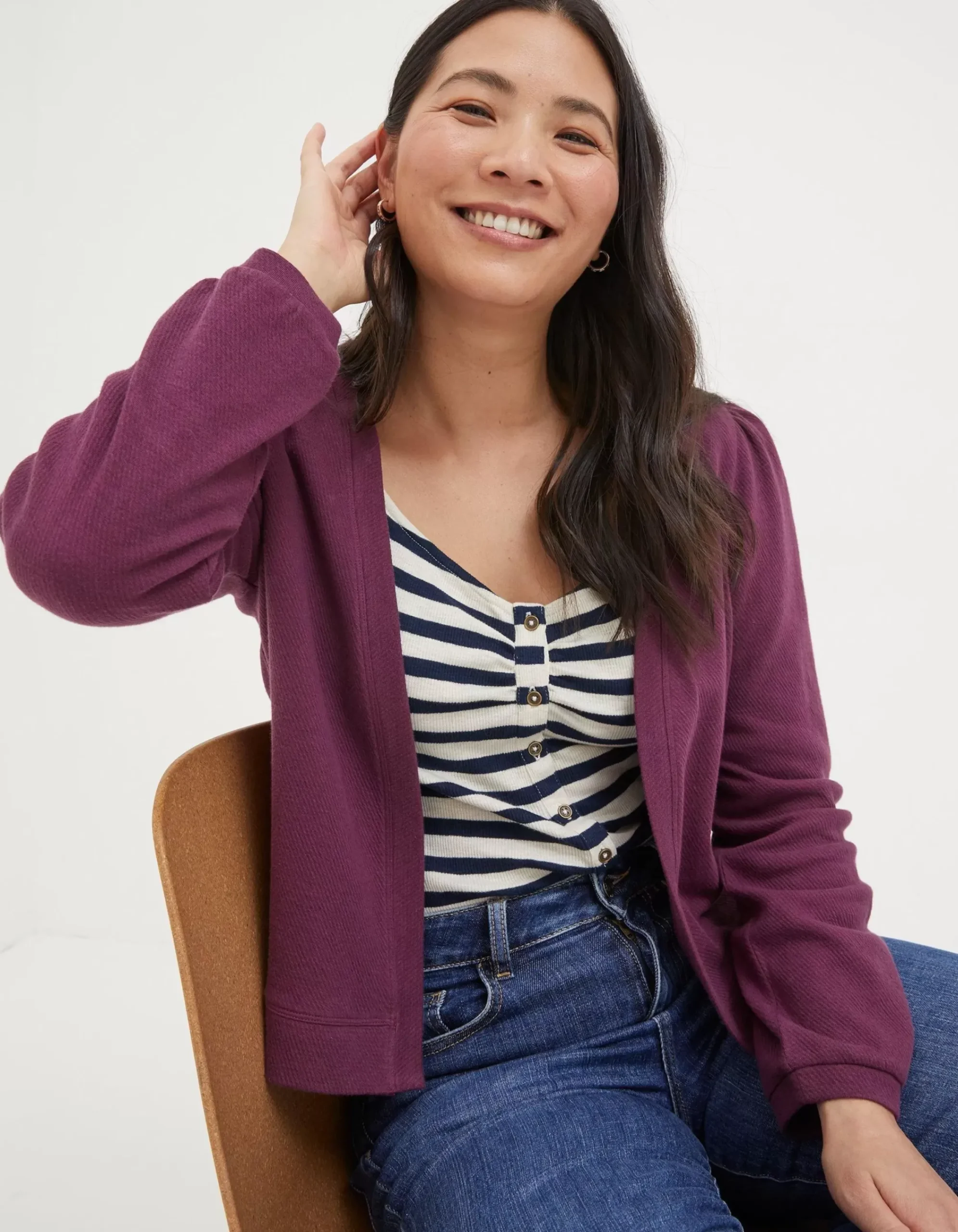 FatFace Charlotte Cardigan Burgundy Online