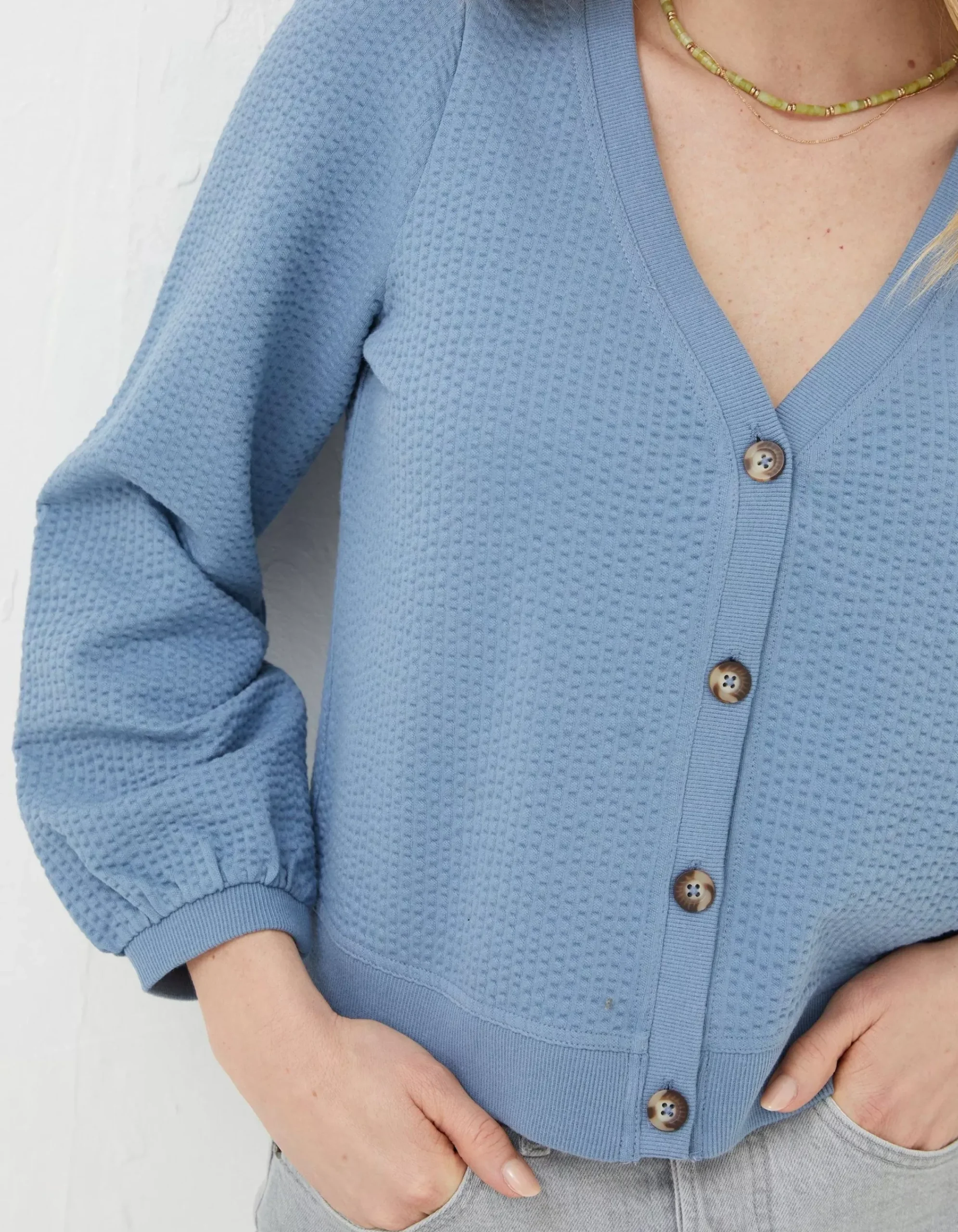 FatFace Charlotte Cardigan Light Blue Discount