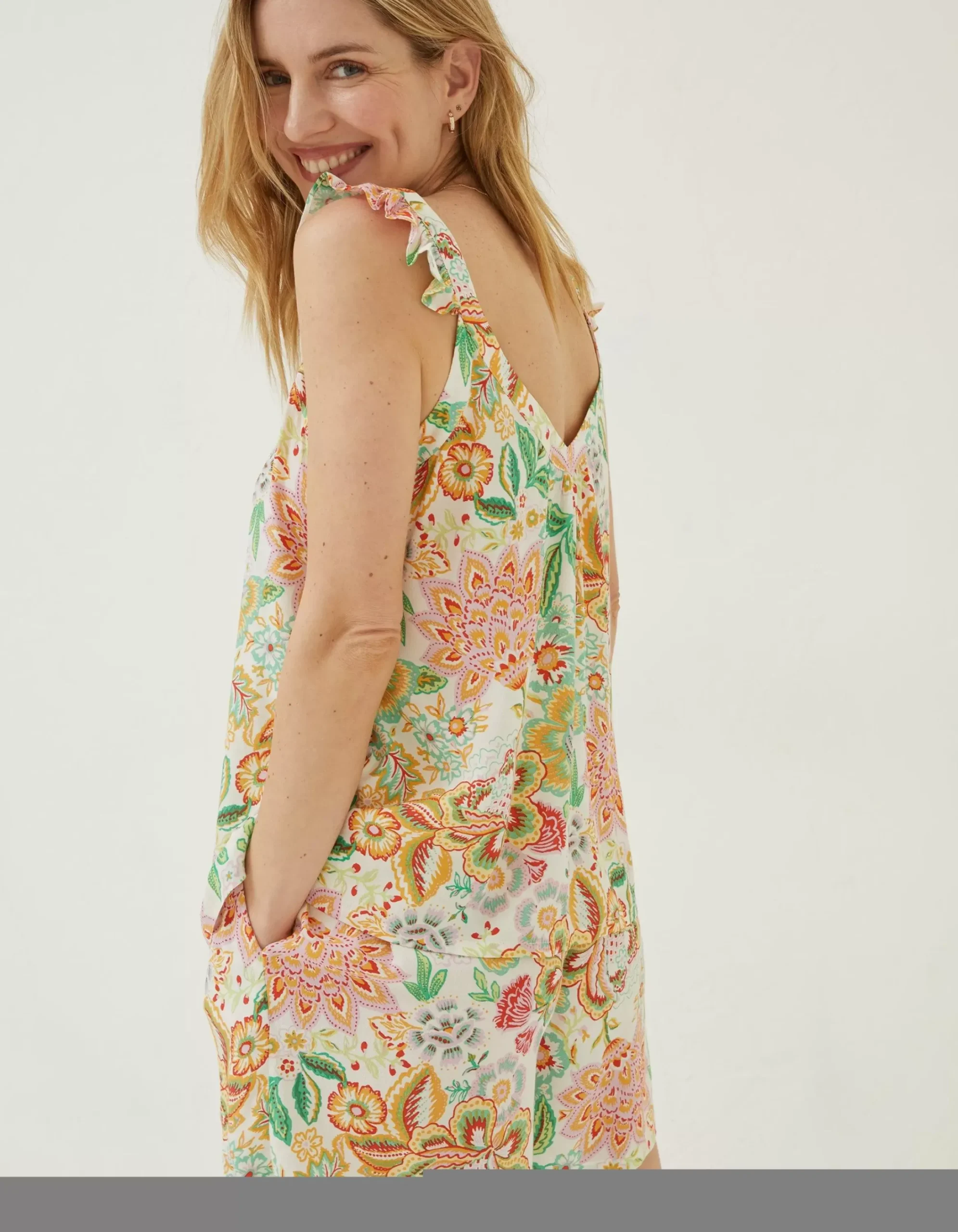 FatFace Chase Paradise Floral Cami Top Ivory