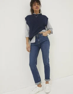 FatFace Chesham Girlfriend Comfort Stretch Jeans Vintage Blue Clearance