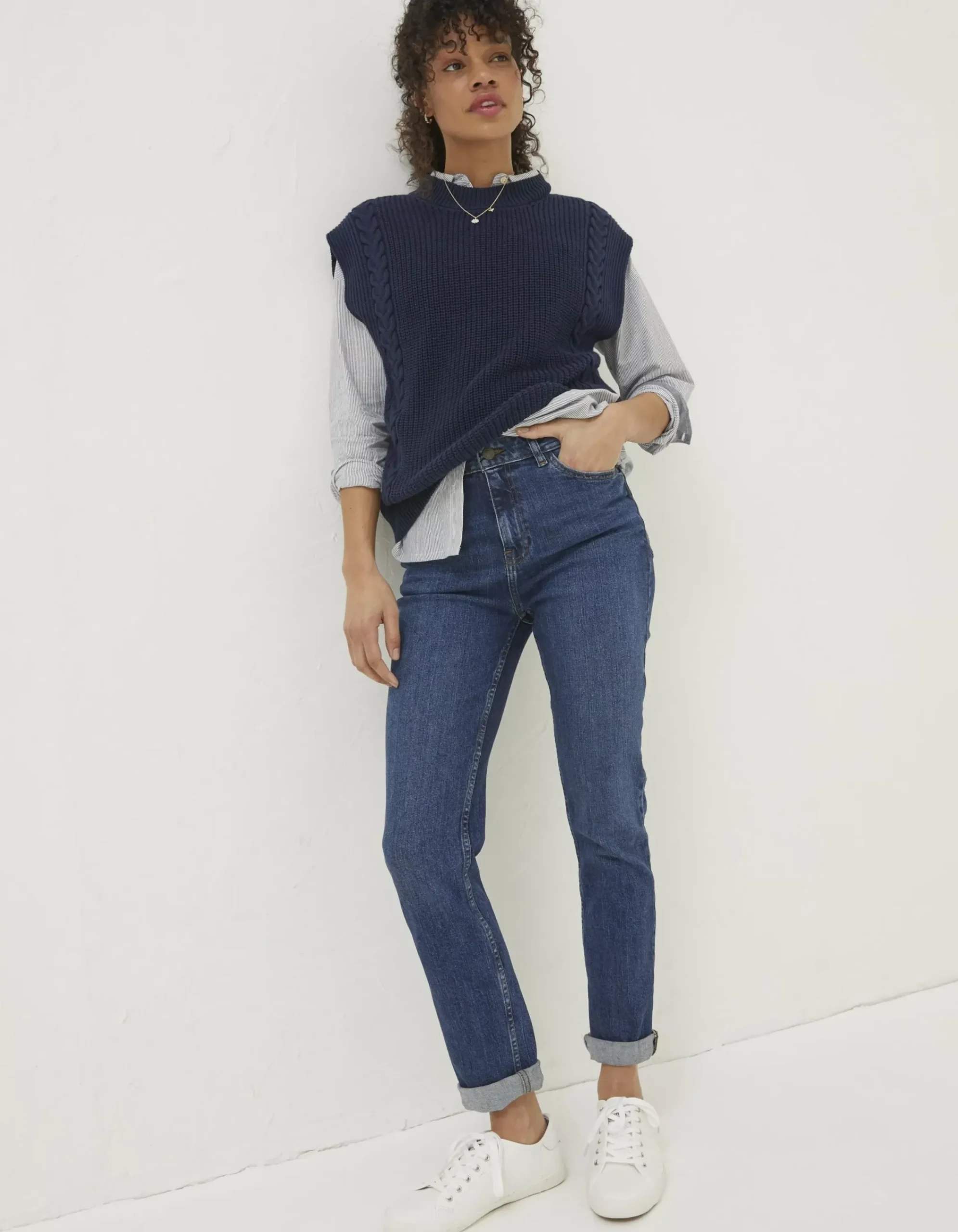 FatFace Chesham Girlfriend Comfort Stretch Jeans Vintage Blue Clearance