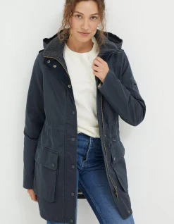 FatFace Cheshire Longline Coat Navy Discount