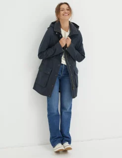 FatFace Cheshire Longline Coat Navy Discount