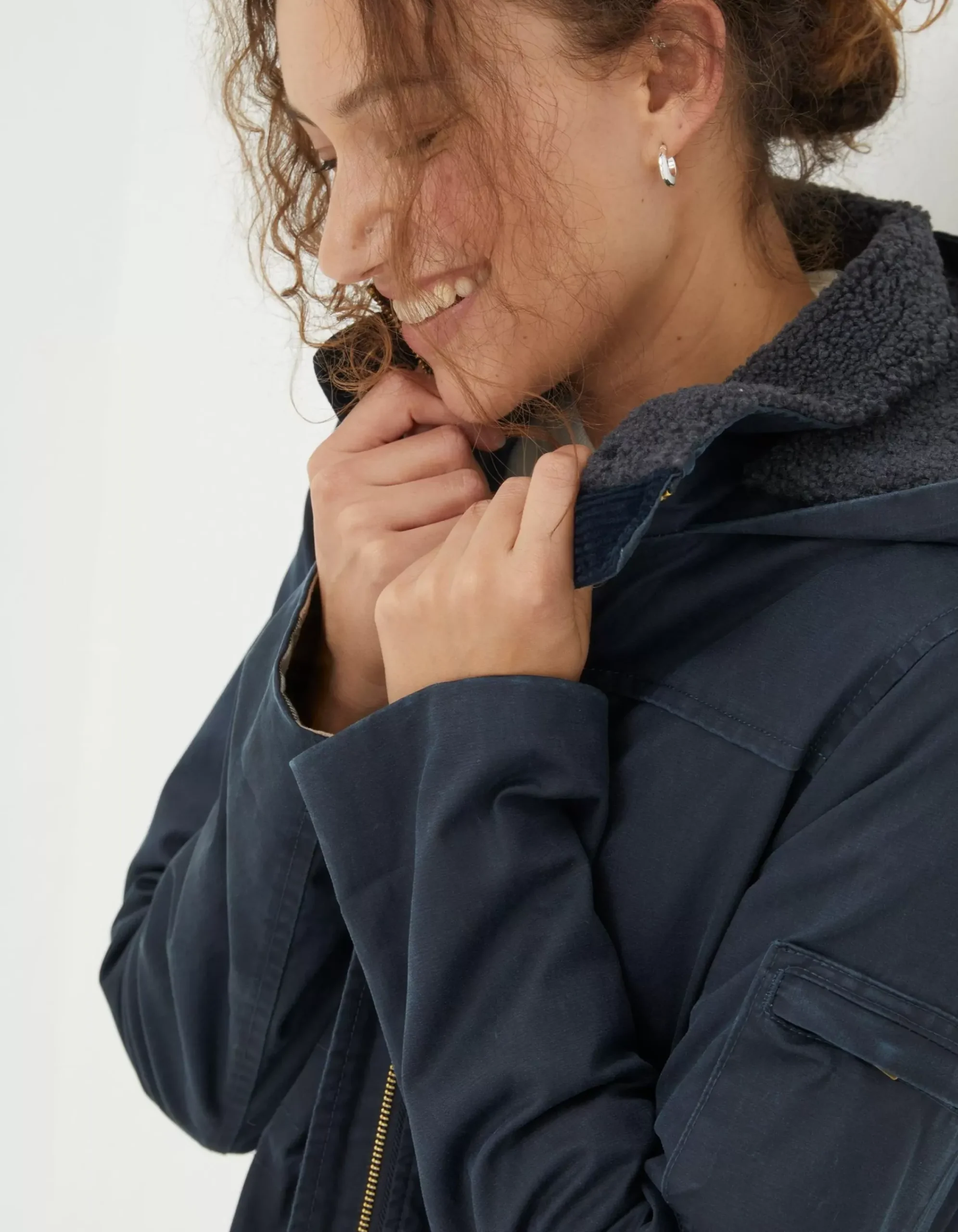 FatFace Cheshire Longline Coat Navy Discount