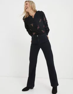 FatFace Chessie Embroidered Blouse Black Online
