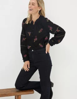 FatFace Chessie Embroidered Blouse Black Online