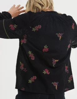 FatFace Chessie Embroidered Blouse Black Online
