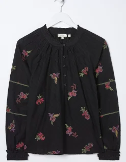 FatFace Chessie Embroidered Blouse Black Online