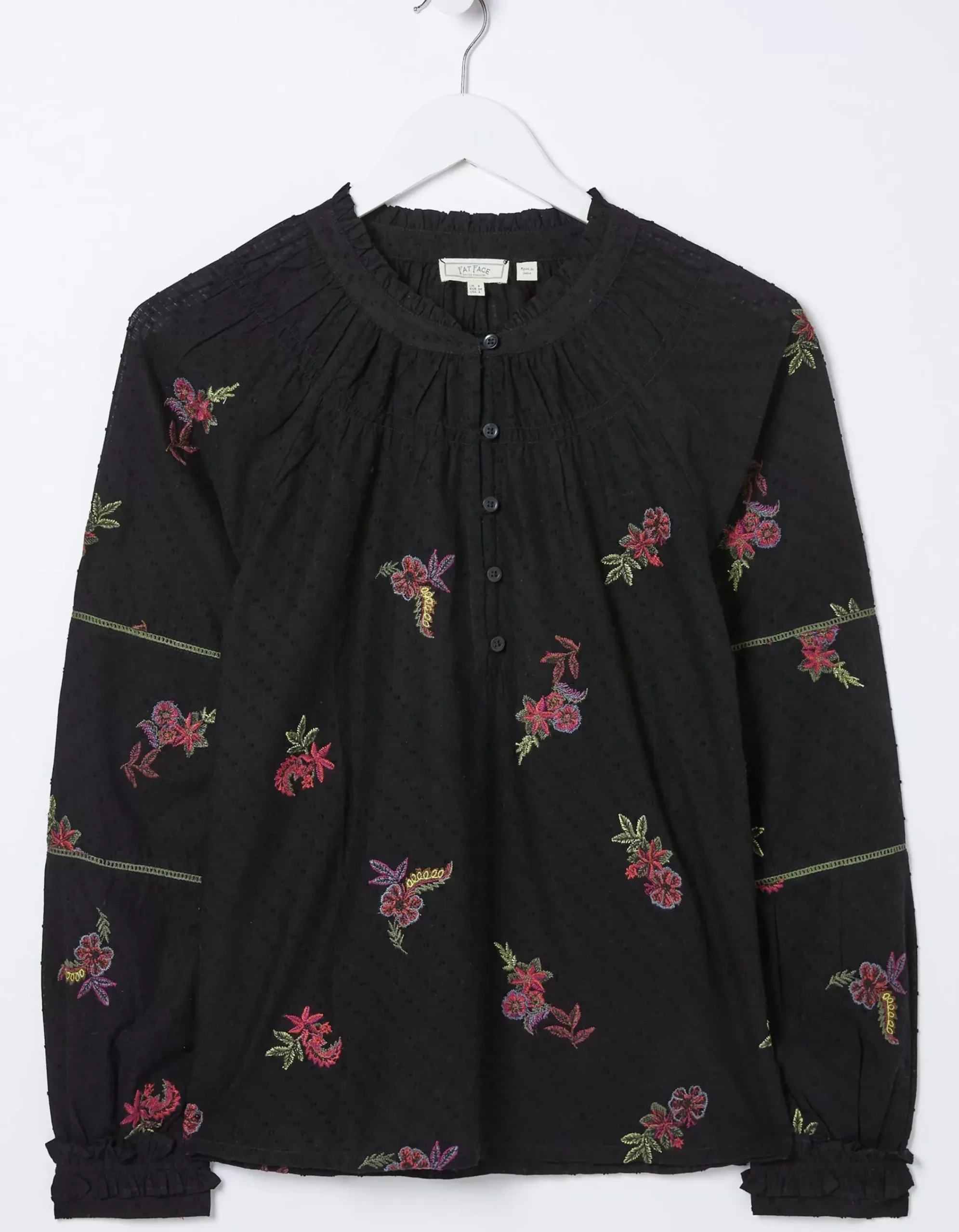FatFace Chessie Embroidered Blouse Black Online
