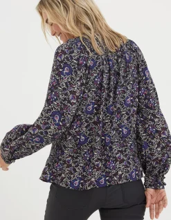 FatFace Chessie Inspirit Floral Blouse Black Outlet